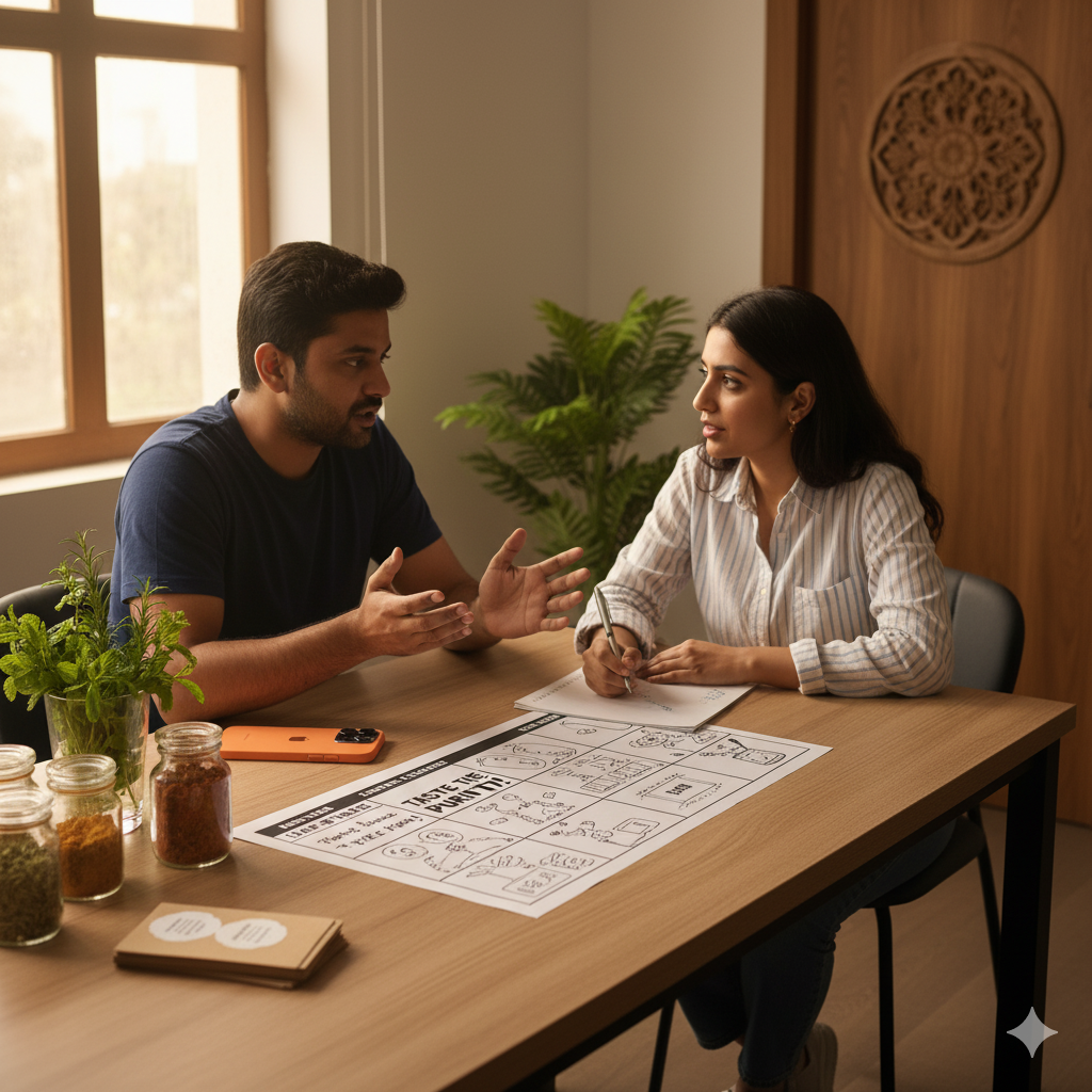 Client approval meeting — monthly social media packages Bhavnagar